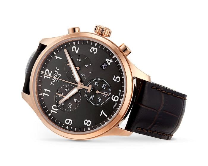 Tissot Chrono XL Black Dial Brown Leather Strap Watch For Men - T116.617.36.057.01