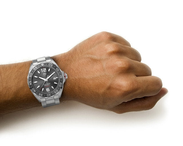 Tag Heuer Formula 1 Calibre 5 Chronograph Anthracite Dial Silver Steel Strap Watch for Men - WAZ2011.BA0842