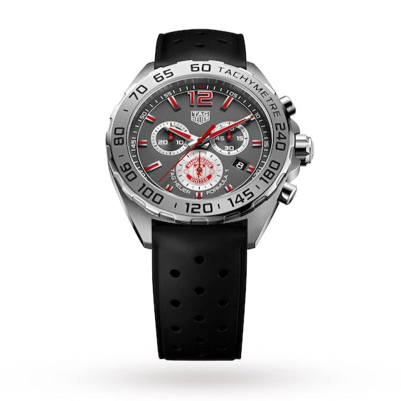 Tag Heuer Formula 1 Manchester United Special Edition Grey Dial Black Silicone Strap Watch for Men - CAZ101M.FT8024