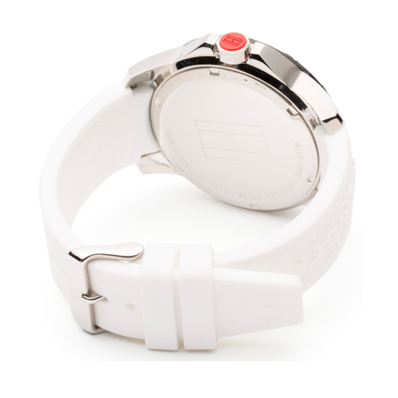 Tommy Hilfiger Sport Black Dial White Rubber Strap Watch for Men - 1790986