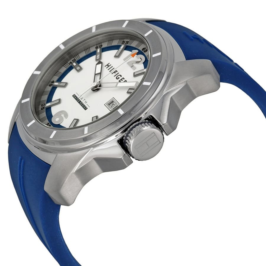 Tommy Hilfiger Windsurf White Dial Blue Rubber Strap Watch for Men - 1791113