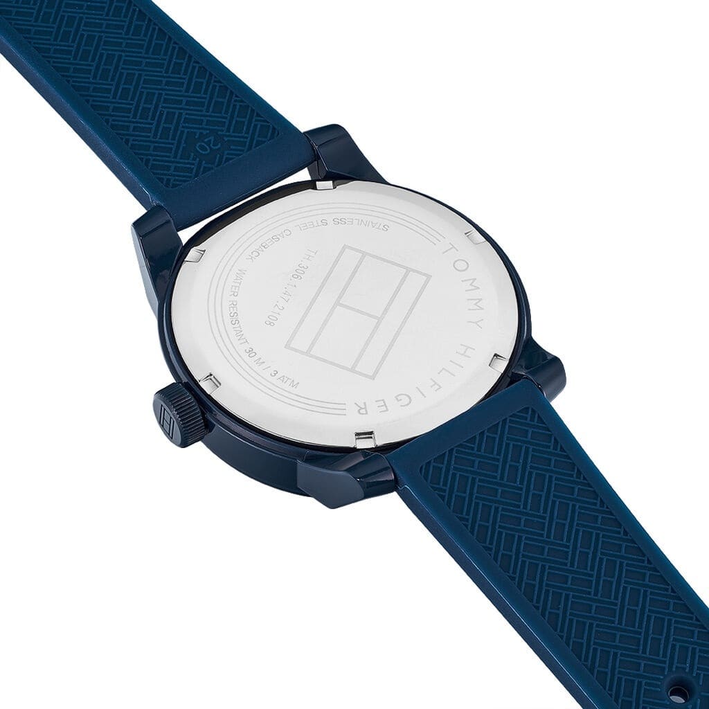 Tommy Hilfiger Denim Quartz Blue Dial Blue Rubber Strap Watch for Men - 1791322