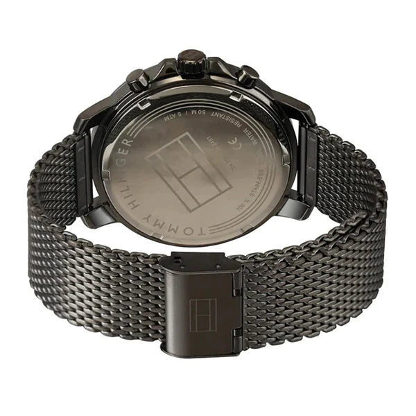 Tommy Hilfiger London Chronograph Grey Dial Grey Mesh Bracelet Watch for Men - 1791530