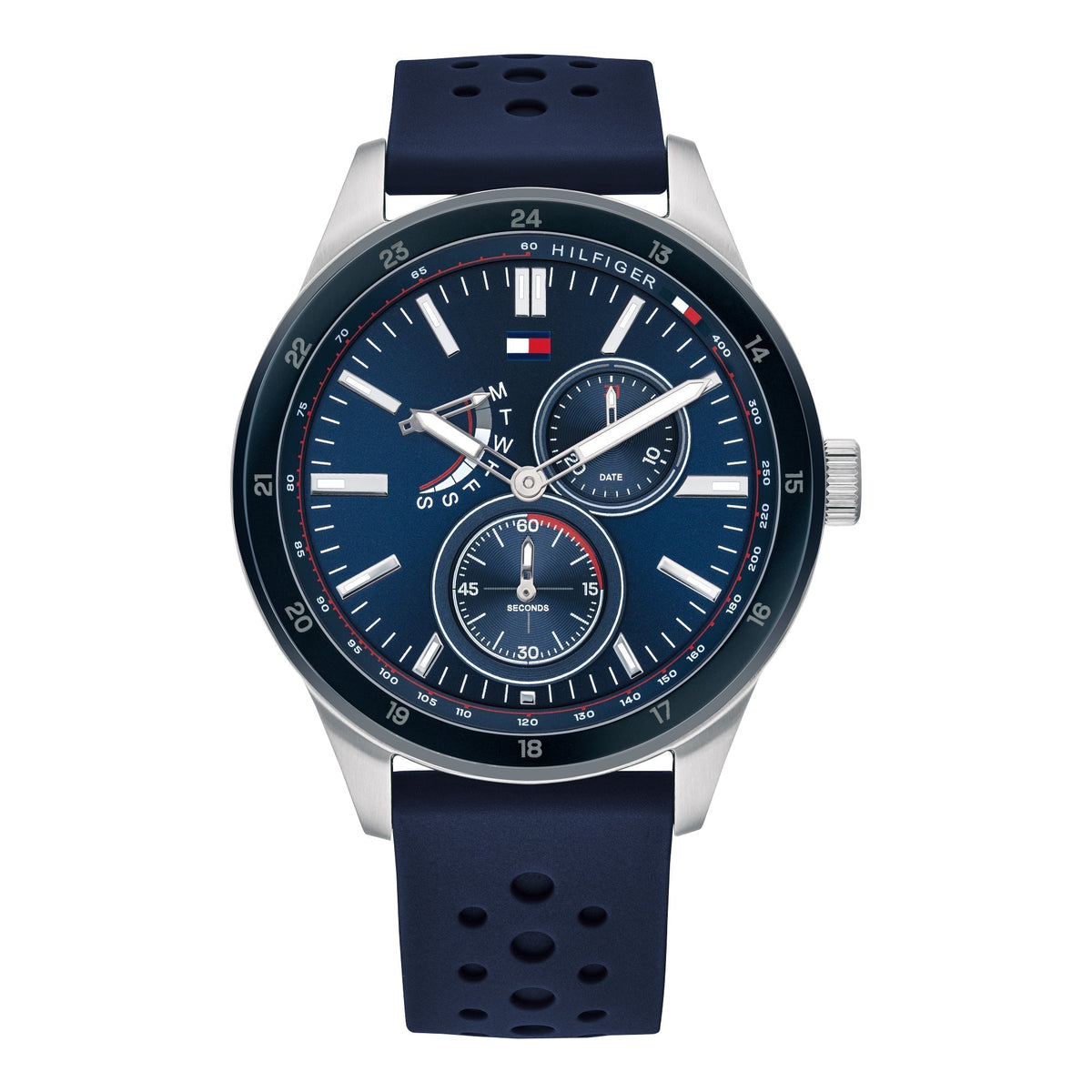 Tommy Hilfiger Austin Quartz Blue Dial Blue Rubber Strap Watch for Men - 1791635
