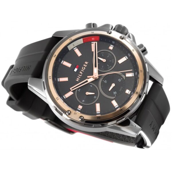 Tommy Hilfiger Mason Black Dial Black Rubber Strap Watch for Men - 1791792