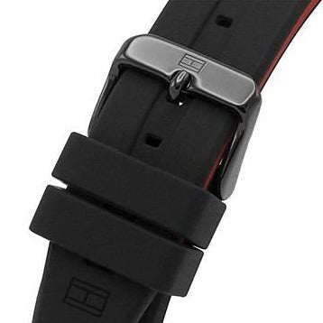 Tommy Hilfiger Mason Black Dial Black Rubber Strap Watch for Men - 1791793