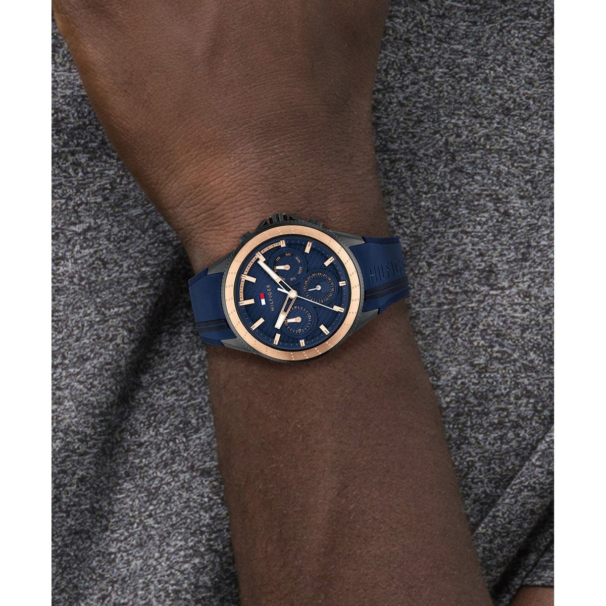 Tommy Hilfiger Aiden Chronograph Blue Dial Blue Silicone Strap Watch For Men - 1791860