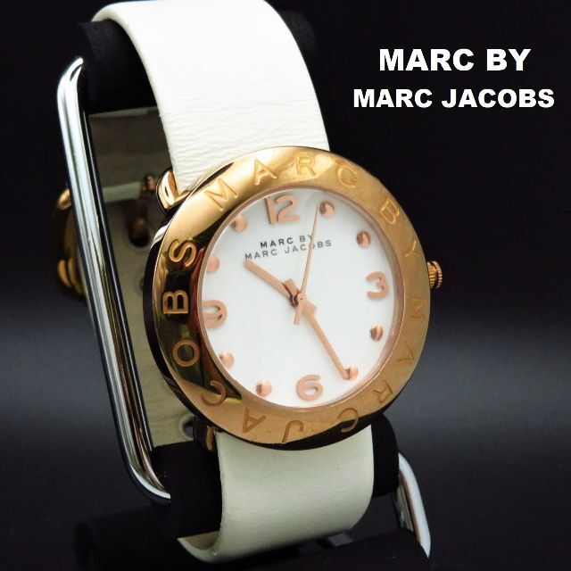 Marc Jacobs Amy White Dial White Leather Strap Watch for Women - MBM1180