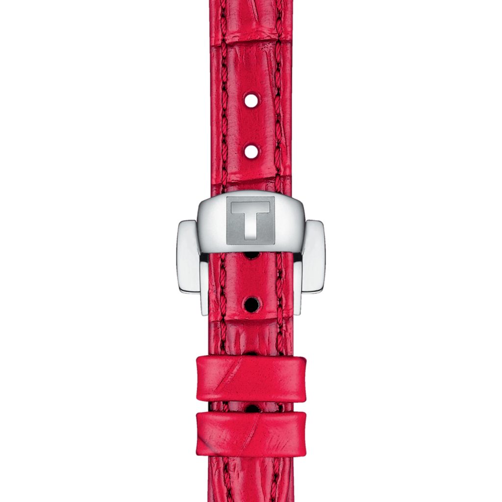Tissot Bellissima Small Lady Diamonds Mother of Pearl Dial Red Leather Strap Watch For Women - T126.010.66.113.00
