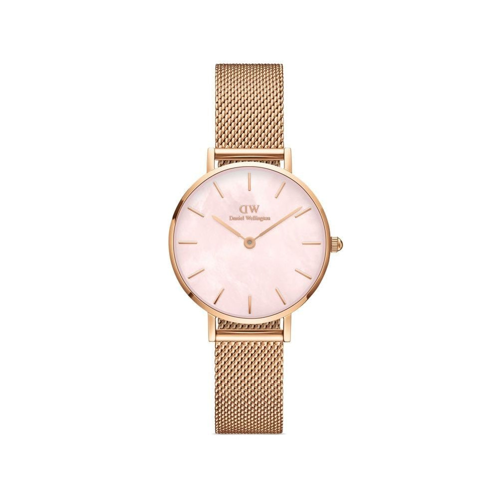 Daniel Wellington Petite Melrose Mother of Pearl Pink Dial Pink Mesh Strap Watch For Women - DW00100513