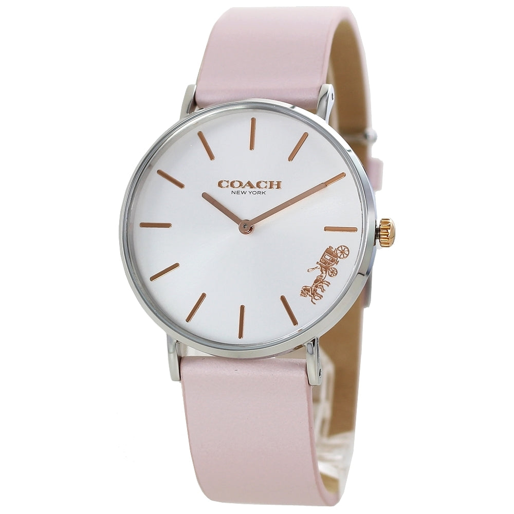 Coach Perry White Dial Pink Leather Strap Watch for Women - 14503118