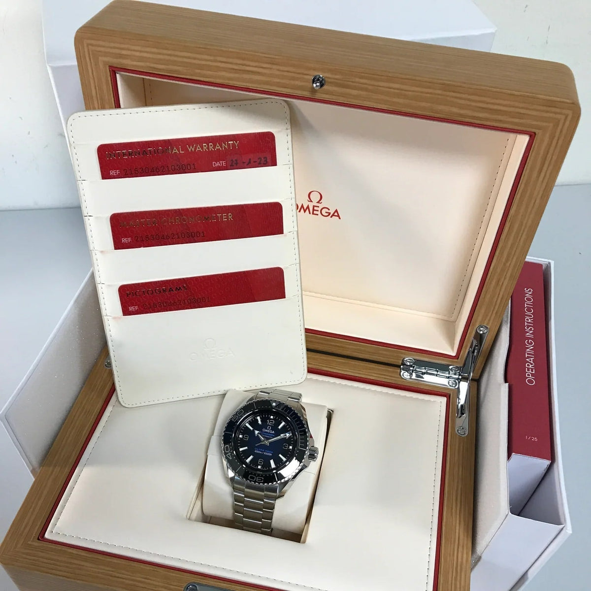 Omega Seamaster Planet Ocean 6000M Co Axial Master Chronometer Blue Dial Silver Steel Strap Watch for Men - 21530462103001