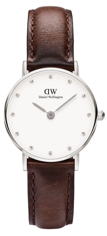  Shop Authentic Daniel Wellington Classy Bristol White Dial Brown Leather Strap Watch For Women - DW00100070 - Luxxuri