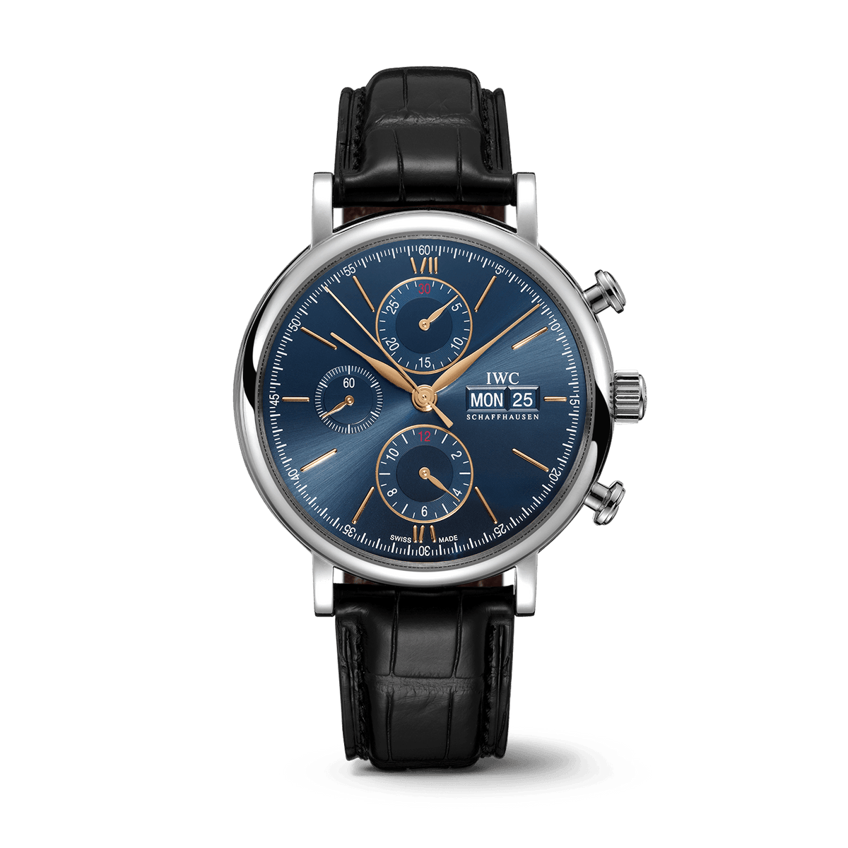 IWC Portofino Chronograph Blue Dial Black Leather Strap Watch for Men - IW391036