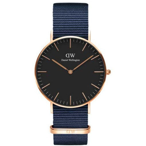 Daniel Wellington Classic Bayswater Black Dial Black NATO Strap Watch For Women - DW00100281