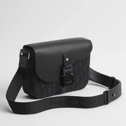 Dior Small Saddle Jacquard Messenger Bag with Flap - Black