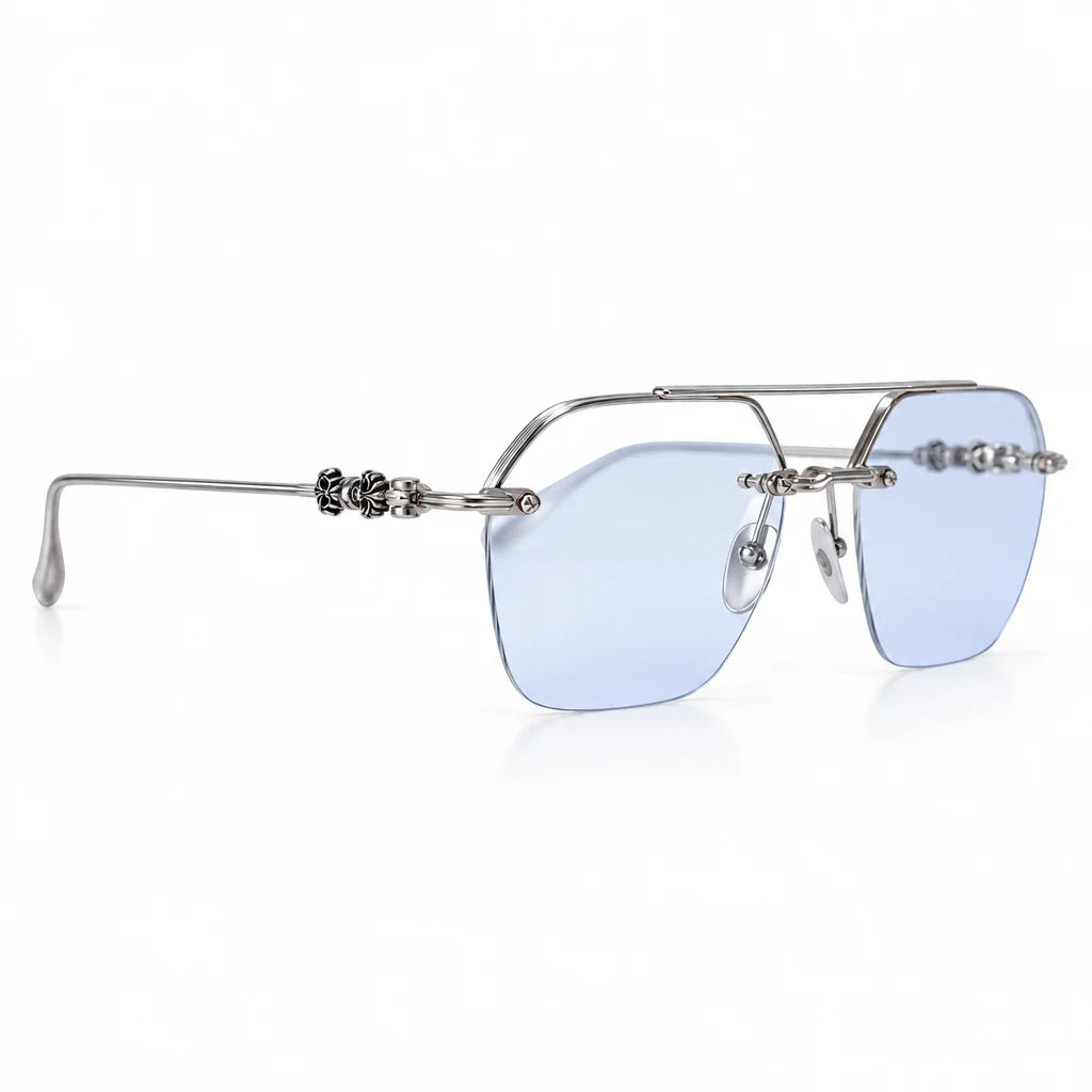 Chrome Hearts Unisex Silver & Light Purple Fluid Optical Glasses