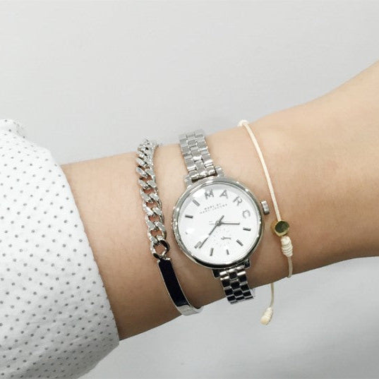 Marc Jacobs Sally White Dial Silver Steel Strap Watch for Women - MBM8642
