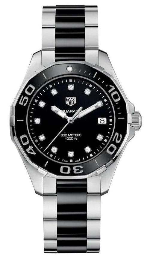 Tag Heuer Aquaracer Quartz Black Dial Two Tone Steel Strap Watch for Women - WAY131C.BA0913