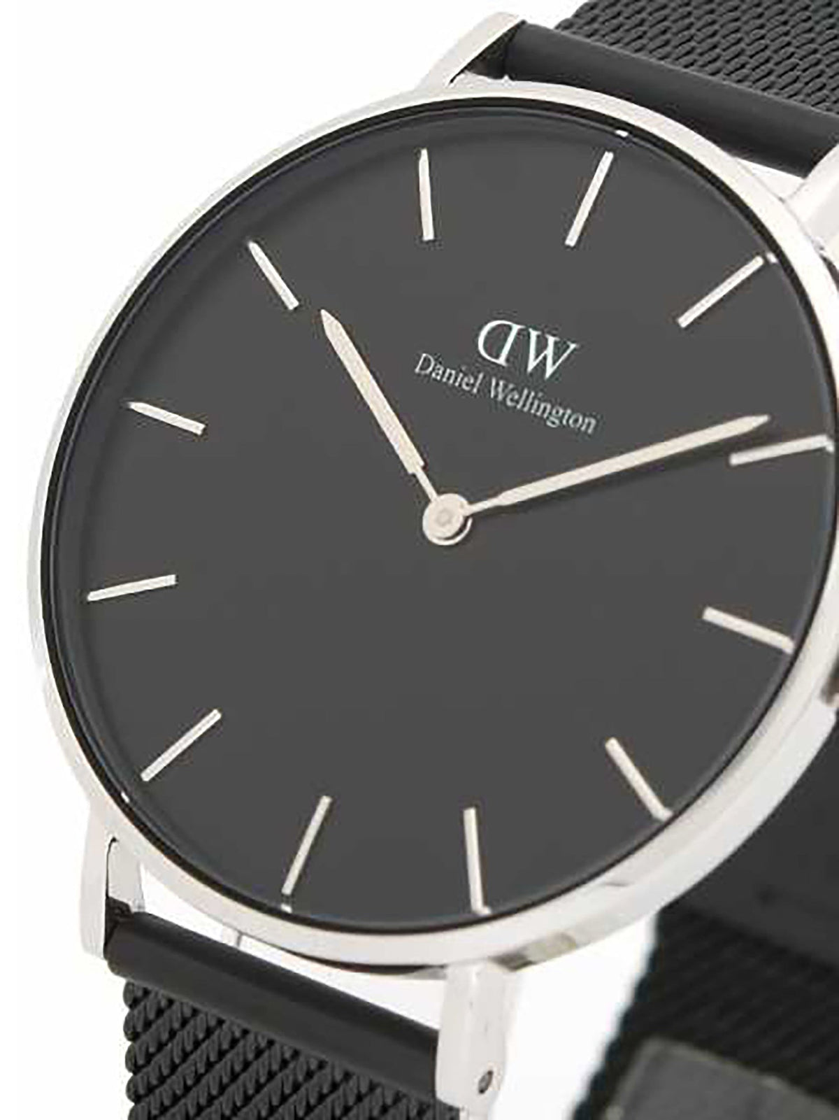 Daniel Wellington Petite Ashfield Black Dial Black Mesh Strap Watch For Women - DW00100308