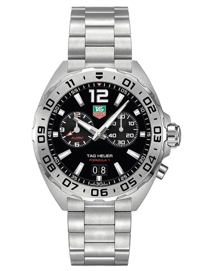Tag Heuer Formula 1 Black Dial Silver Steel Strap Watch for Men - WAZ111A.BA0875