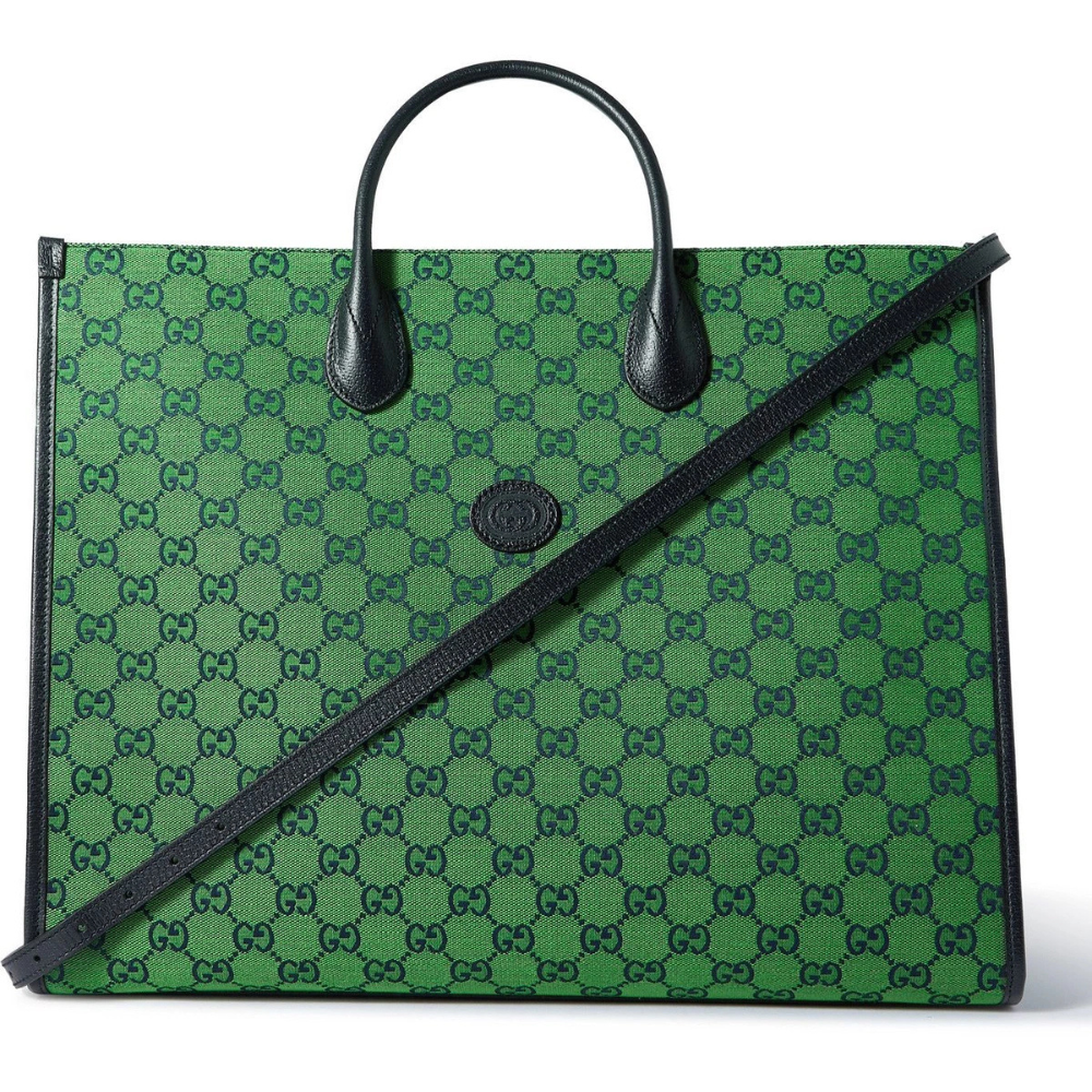 Gucci Leather-Trimmed Coated Tote Bag – Green
