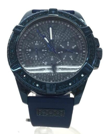Guess Frontier Crystals Blue Dial Blue Silicon Strap Watch For Men - W1132G4
