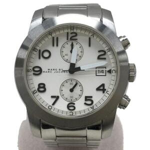 Marc Jacobs Larry Chronograph White Dial Silver Steel Strap Watch for Men - MBM5030