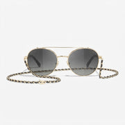 Chanel Women Pilot Calfskin Grey Sunglasses