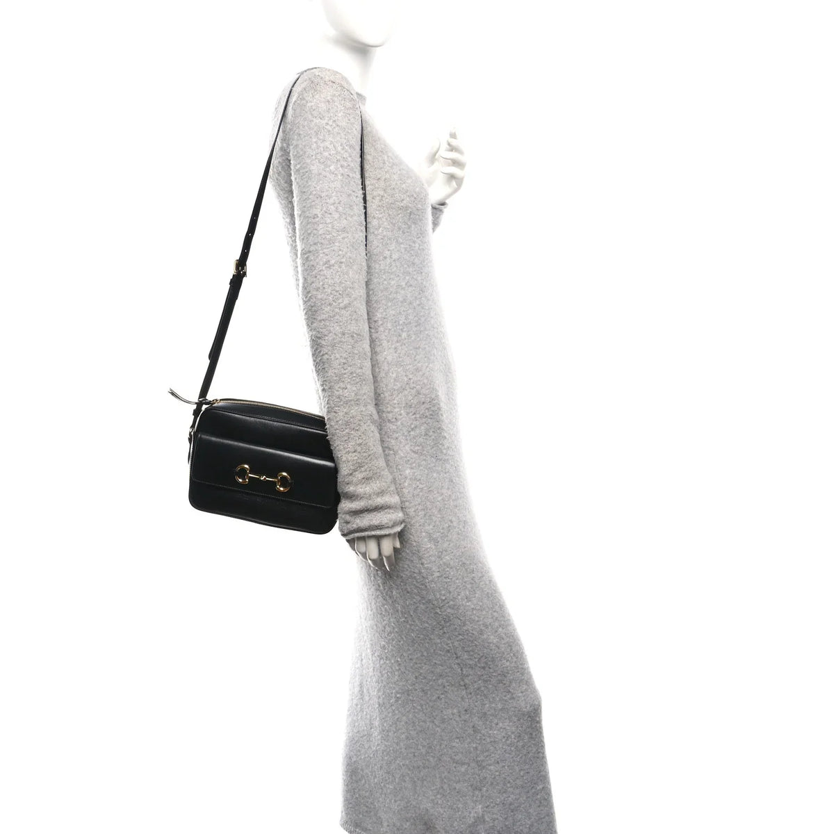 Gucci Horsebit 1955 Shoulder Leather Bag – Black