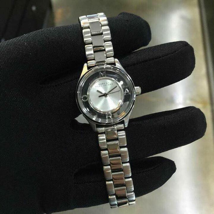 Marc Jacobs Tether Transparent Silver Dial Silver Steel Strap Watch for Women - MBM3416