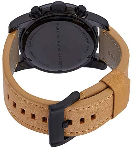 Marc Jacobs Larry Chronograph Black Dial Brown Leather Strap Watch for Men - MBM5053