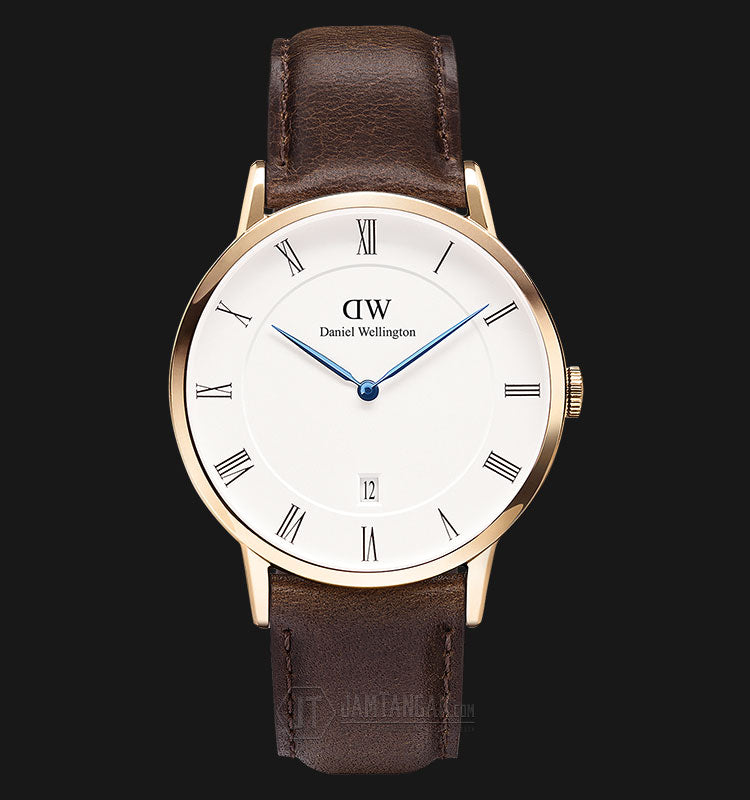 Daniel Wellington Dapper York White Dial Brown Leather Strap Watch For Men - DW00100085