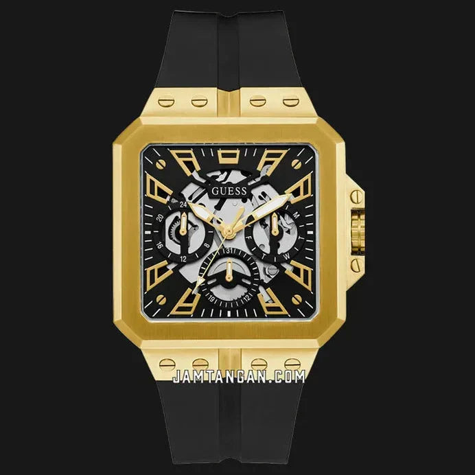 Guess Leo Multifunction Black Dial Black Silicone Strap Watch For Men - GW0637G2