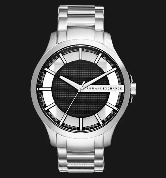 Armani Exchange Hampton Chronograph Black Dial Silver Steel Strap Watch For Men - AX2179