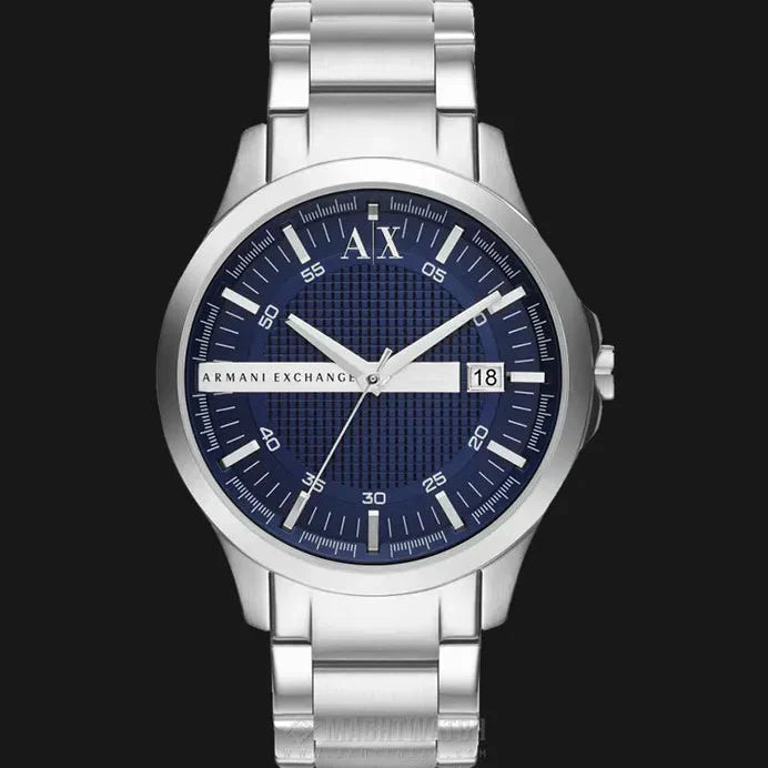 Armani Exchange Hampton Chronograph Blue Dial Silver Steel Strap Watch For Men - AX2132