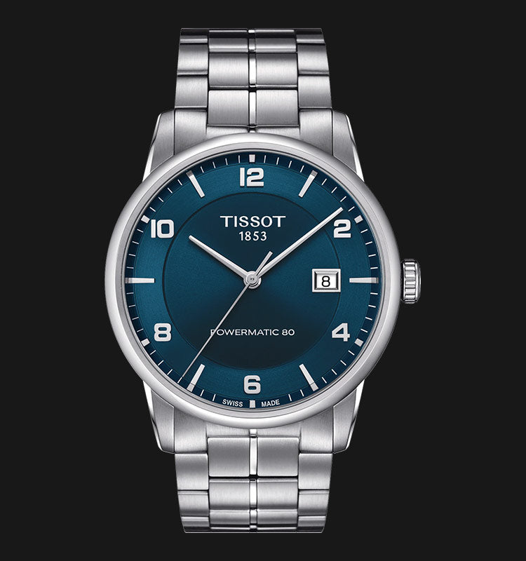 Tissot Luxury Powermatic 80 Blue Dial Silver Steel Strap Watch For Men - T086.407.11.047.00