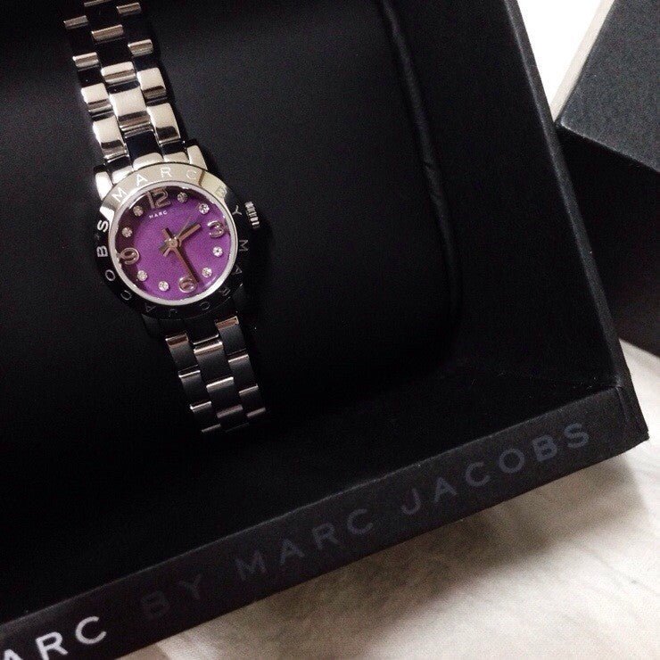 Marc Jacobs Amy Purple Dial Silver Steel Strap Watch for Women - MBM3228