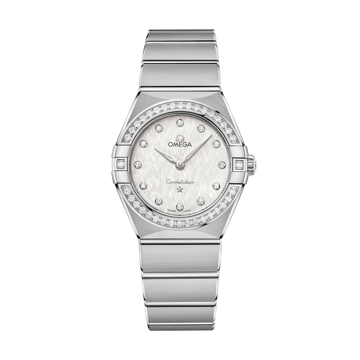 Omega Constellation Manhattan Quartz Diamonds Mother of Pearl Dial Silver Steel Strap Watch for Women - 131.15.25.60.55.001