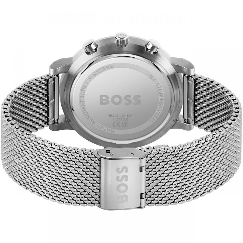 Hugo Boss Integrity Chronorgaph Grey Dial Silver Mesh Bracelet Watch for Men - 1513807