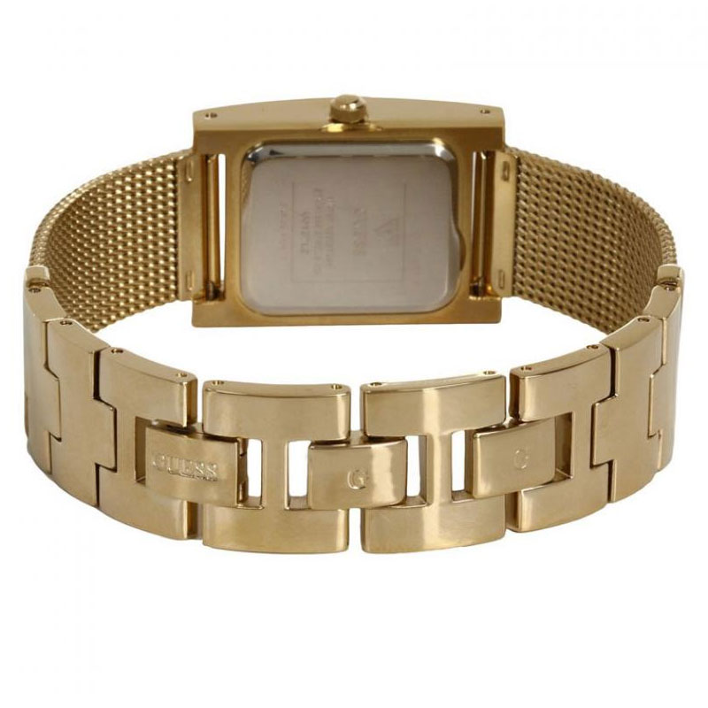Guess Nouveau Diamonds Gold Dial Gold Mesh Bracelet Watch for Women - W0127L2