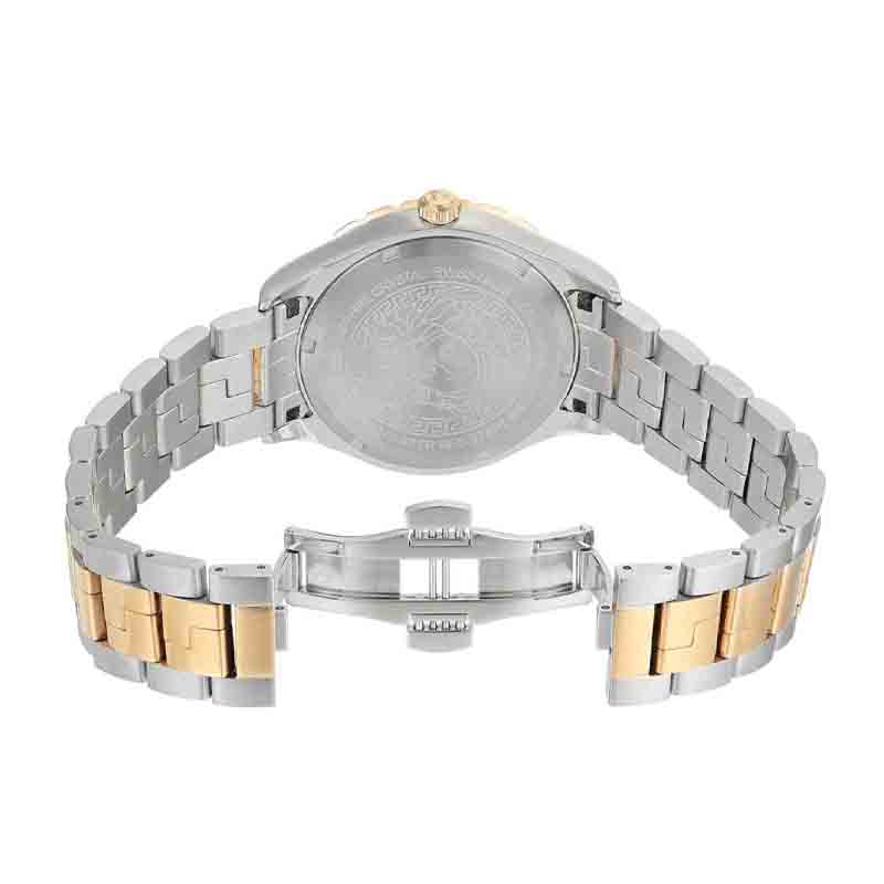 Versace Hellenyium GMT Silver Dial Two Tone Steel Strap Watch for Men - V11030015