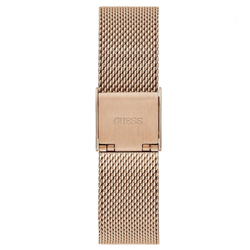 Guess Tapestry Diamonds Rose Gold Dial Rose Gold Mesh Bracelet Watch for Women - GW0354L3