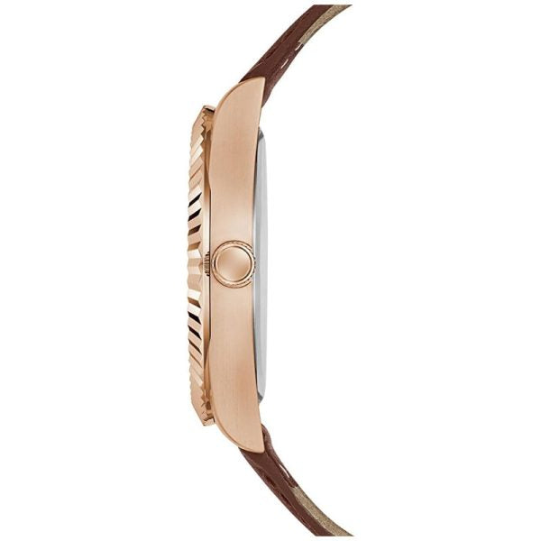 Guess Connoisseur Blue Dial Brown Leather Strap Watch For Men - GW0353G2