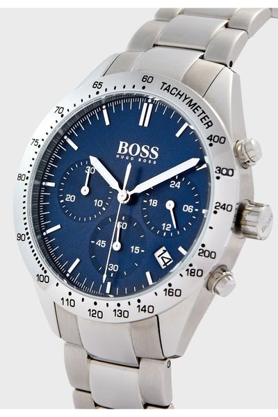 Hugo Boss Talent Chronograph Blue Dial Silver Steel Strap Watch for Men - 1513582
