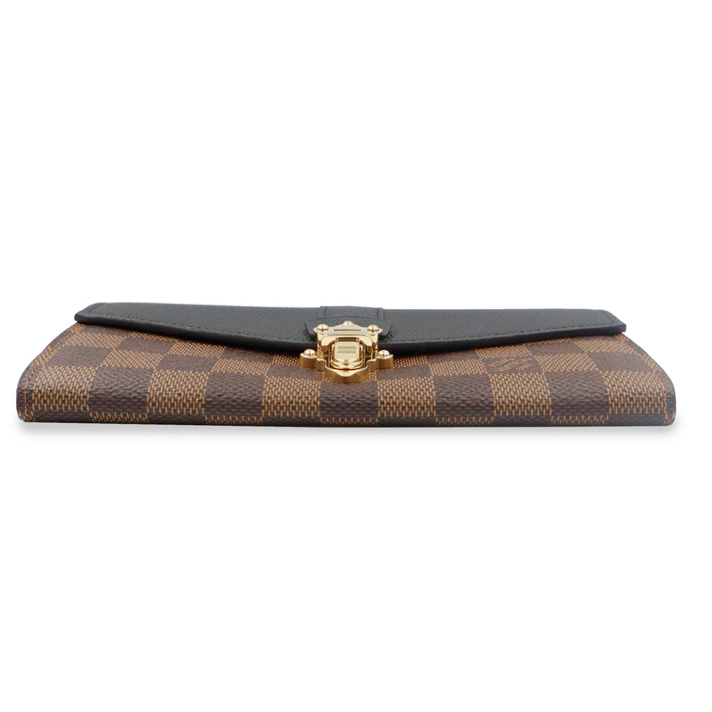 Louis Vuitton Damier Ebene Clapton Long Wallet - Brown