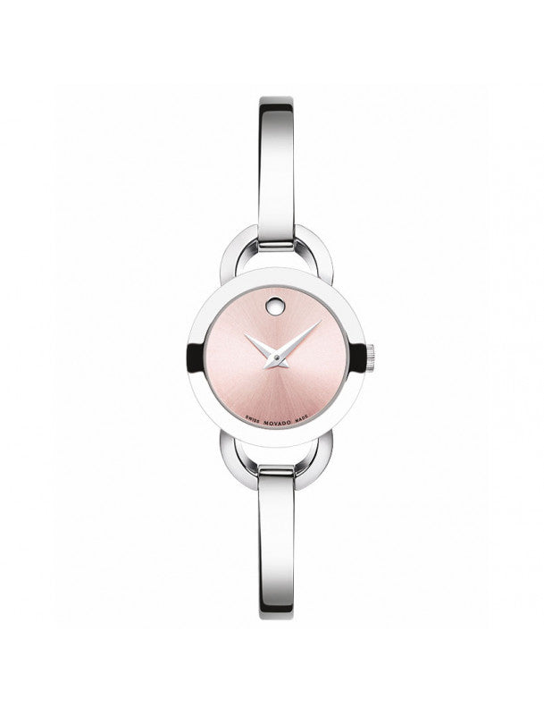 Movado Rondiro 22mm Pink Dial Stainless Steel Watch For Women - 0606797