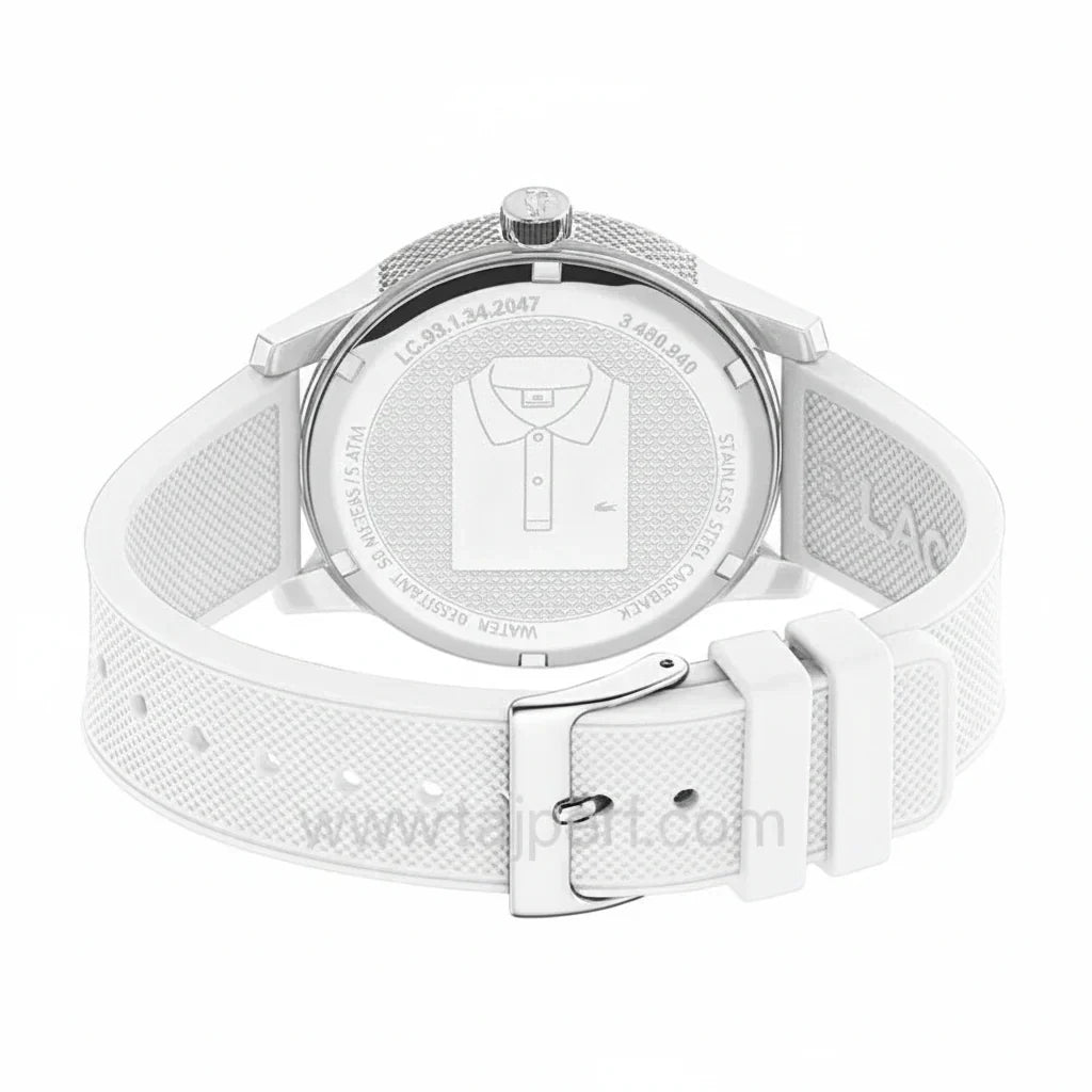 Lacoste 12.12 White Dial White Silicon Strap Watch for Men - 2010984