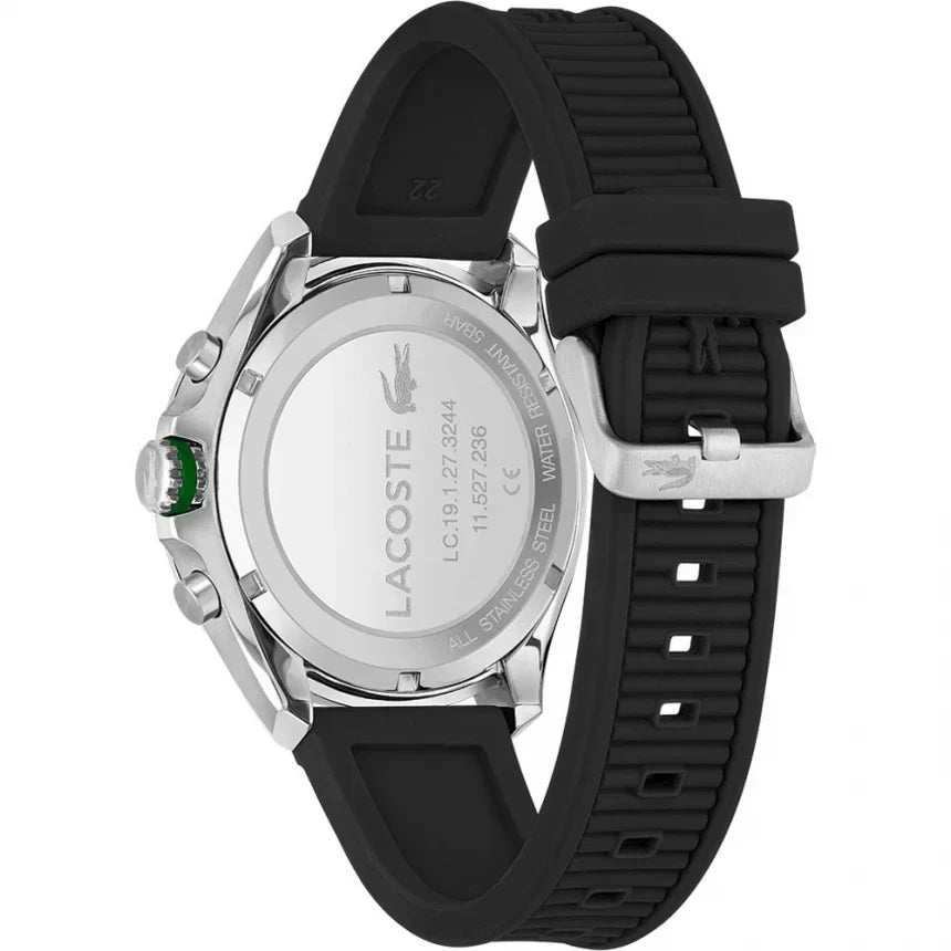 Lacoste Tiebreaker Chronograph Black Dial Black Silicone Strap Watch for Men - 2011152