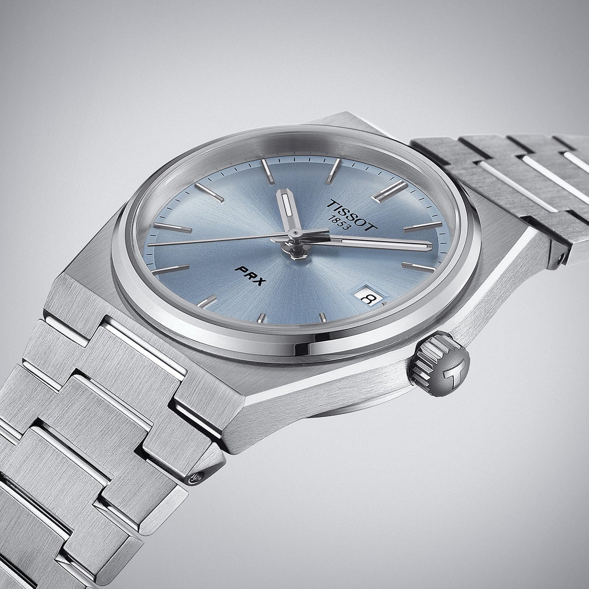 Tissot PRX Light Blue Dial Silver Steel Strap Watch For Women - T137.210.11.351.00